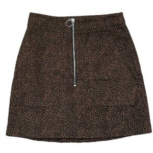 Amp Animal Print Y2K Zip Front Corduroy Skirt Size XS